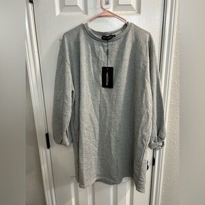 Pretty Little Thing Oversized Gray Sweatshirt Dress Size 8 Women New With Tags